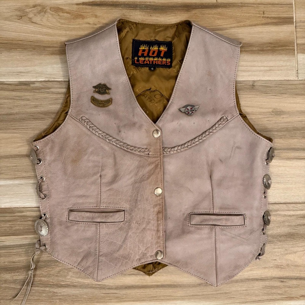 2003 Harley HOG Patch Vest Womens Small Hot Leathers Easyriders Pins Motorcycle